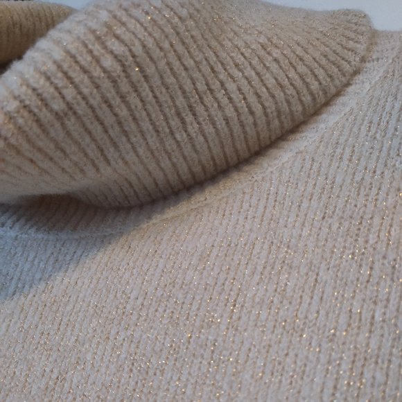 Ricki's Cowl-Neck Box Sweater, Cream with Gold Threading - Picture 3 of 5